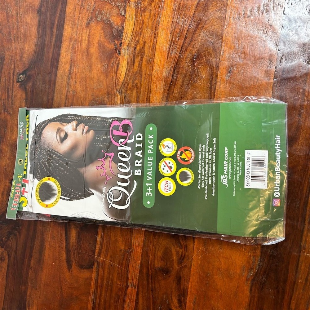 Urban Beauty Queen B Braid Hair Extensions 40" 3+1 Pack #1 Black - Picture 1 of 6